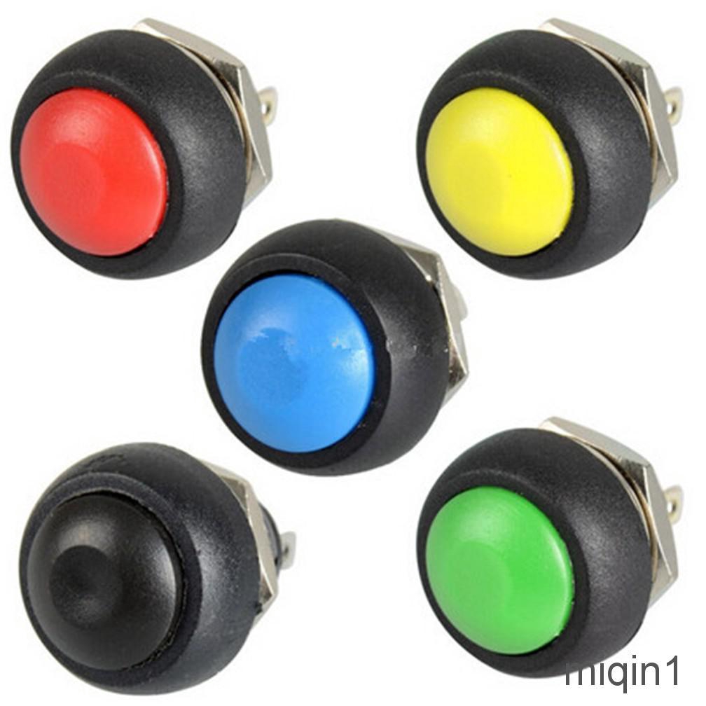 2PCS 12mm Waterproof Momentary ON/OFF Push Button Mini Round Switch Yellow 