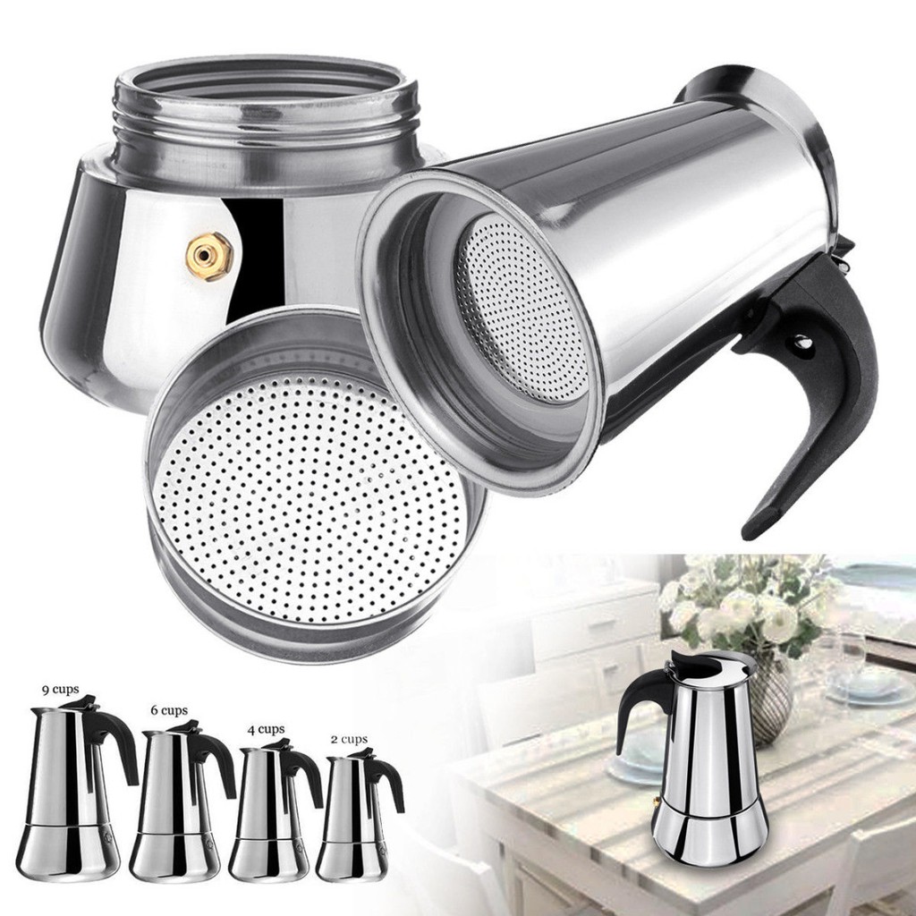 Stainless Steel Home Wide Bottom Coffee Pot Moka Espresso Maker Percolator Stove