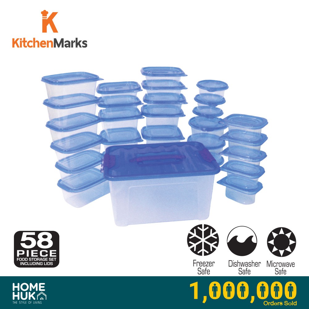 KitchenMarks BPA Free Food Storage Container / Food Box / Lunch Box with Lid / Tupperware (58 Pcs/29 Container)