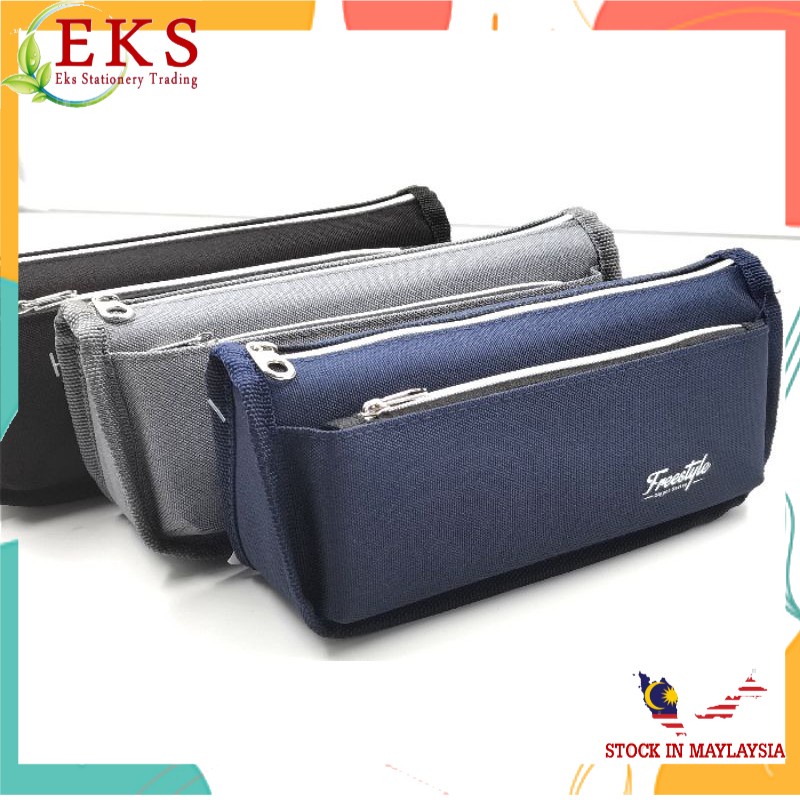 DOLPHIN Freestyle Zipper Pencil Case Pencil Box Style-2 2条拉链前后