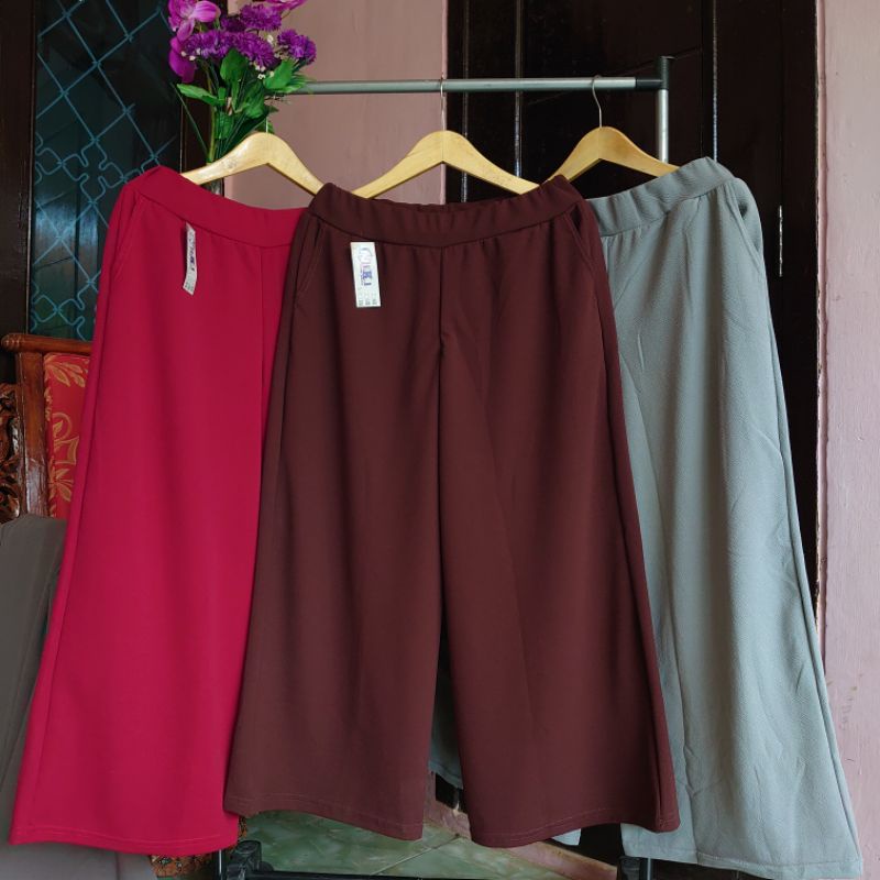 READY EXTRA JUMBO CULOT ~ LONG & SHORT / XL - 4XL fit BB 50 - 90kg WITH Crepe Waffle THICK & STRETCH women's/casual trousers big size XXXL/