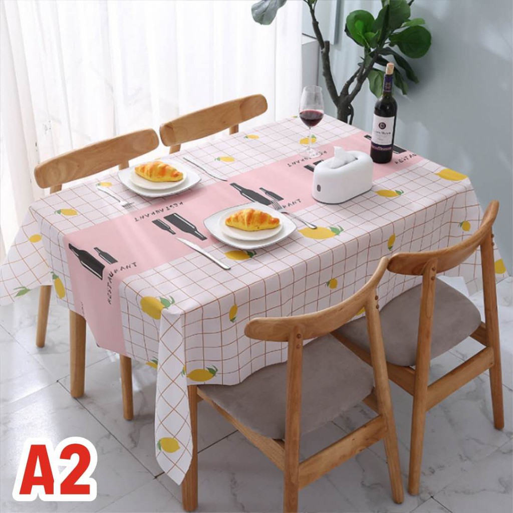 Ready Stock Table Cloth Cover Dinner Kitchen Plaid Table Cloth Cover PVC Dustproof Oilproof Waterproof Dinning Table Mat