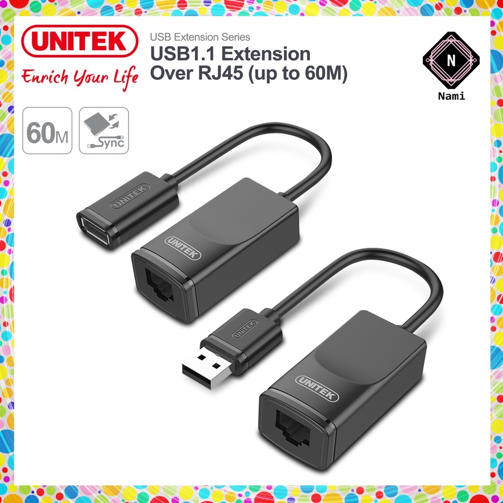 UNITEK USB 1.1 Extension RJ45 Up to 60m Plug and Play Data Transfer Up to 12mbps for PC Laptop