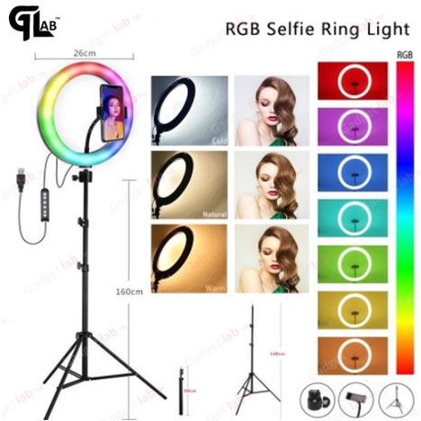 【HIGH QUALITY LED】3D LED Selfie Ring Light 26CM 10 inch with 2.1M tripod Phone Holdstand live streaming Youtuber Tiktok