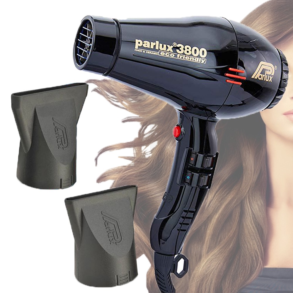 -READY STOCK- Parlux 3800 Hair Dryer Ceramic & Ionic Eco Friendly Compact Hairdryer Blower Fashion Supersonic - Black