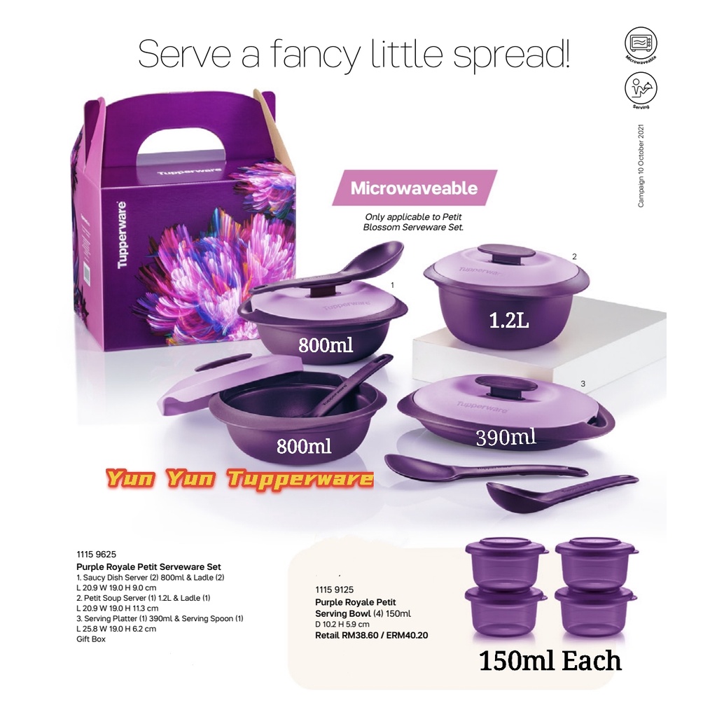 Tupperware Purple Royale Serveware Set + Gift Box