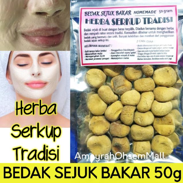 Bedak Sejuk Bakar Muka Bersih Mulus Herba Serkup Tradisi 50g Shopee Malaysia