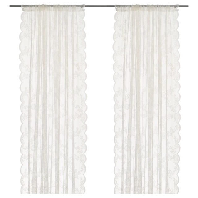 (2 HELAI) IKEA Alvine White Flower Curtain Lace curtain Langsir Bunga Putih