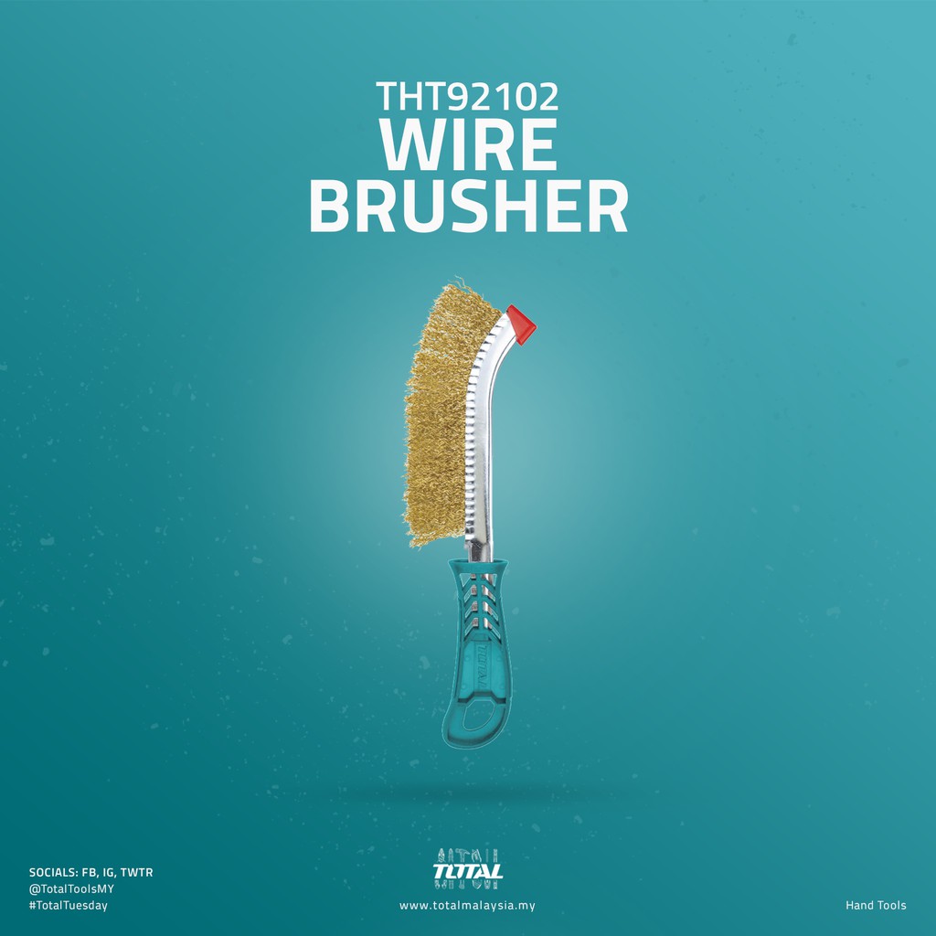 TOTAL Wire Brusher To Brush, Clean & Remove Rust, Paint, Weld Splatter & Other Contaminants (250mm) THT92102