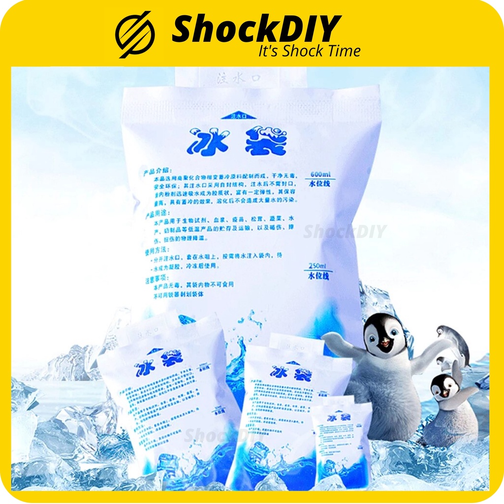 Extra Thick 5 Size Reusable Ice Pack Water Injection Cooler Bag Frozen ...