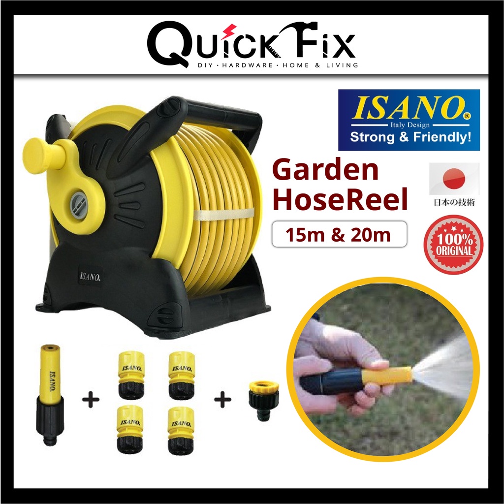 GARDENING TOOLS SET QuickFix [NEW] ISANO Water Hose Reel Roller 15m ...