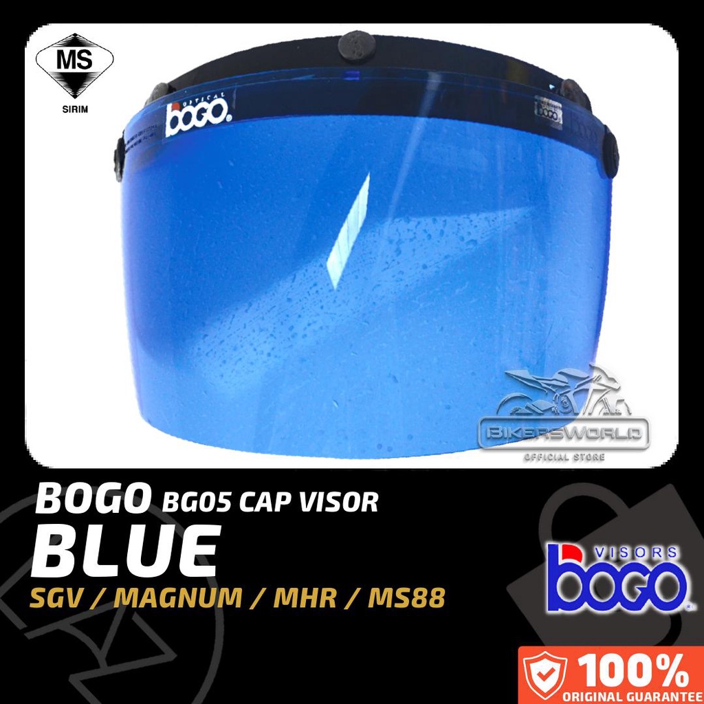VISOR HELMET BLUE VISOR BOGO BG05 CAP VISOR 3 BUTTON FOR SGV MAGNUM MHR