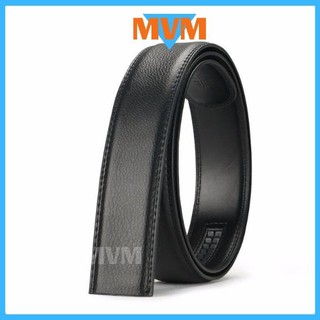 Men's Leather Automatic Waist Band Strap Belt Without Buckle 115CM (Black)
