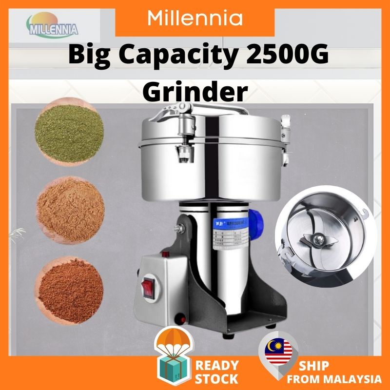 🔥Ready stock🔥 Heavy Duty Big Capacity 2500G Stainless Steel Commercial & Home Use Grinder For Herbs/Spices/Nuts/Beans -