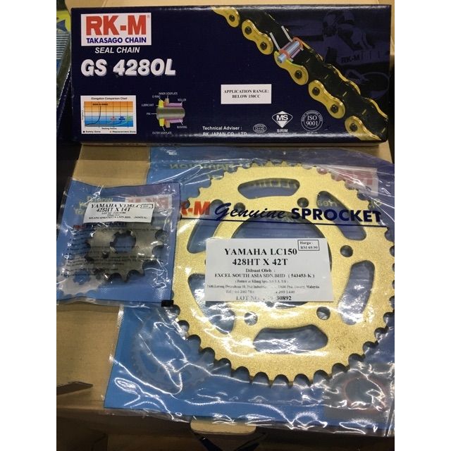 Sprocket Set RK/RKM Oring chain Y15ZR/FZ150 Shopee Malaysia