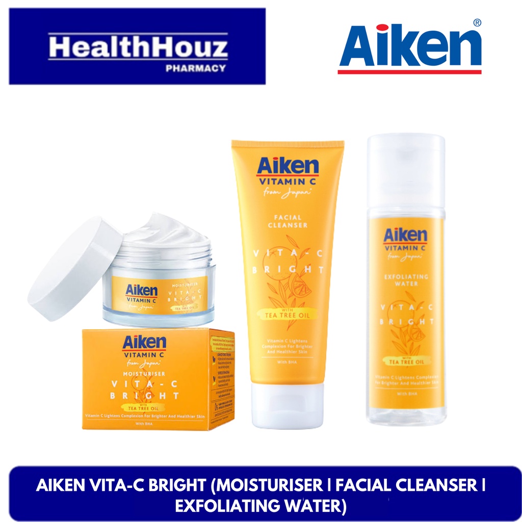 AIKEN VitaC Bright Moisturiser Facial Cleanser Exfoliating Water