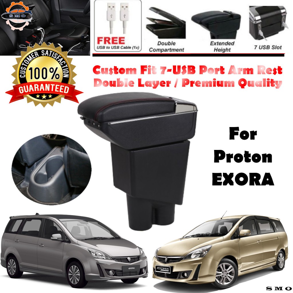 Proton Exora Arm Rest Armrest Console Box Custom Fit Double Layer 7
