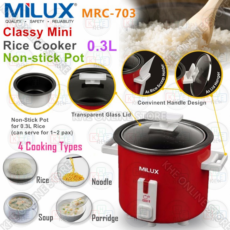 Milux NonStick Classy Mini Rice Cooker Periuk Nasi Kecil 0.3L MRC703