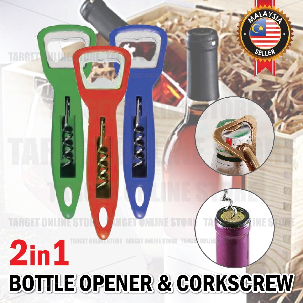 2in1 Bottle Opener With Corkscrew for Coffee Shop Bar Restaurant Home/Pembuka Botol 2 Dalam 1