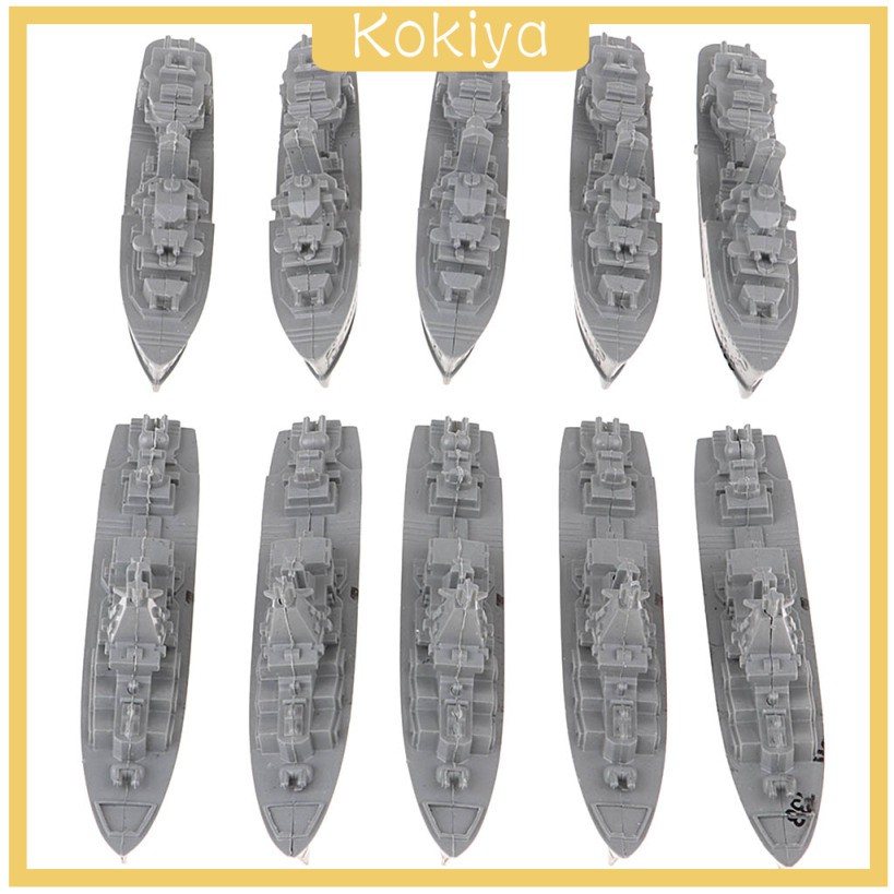 [kokiyaMY] 10 Pieces Real Looking Navy Warship Boat Model Assembled Toys Kids Gift Gray