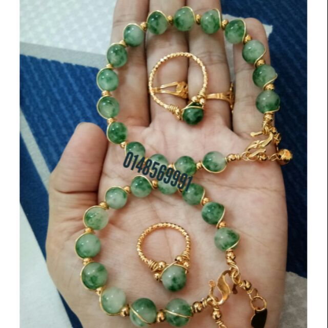 PROMOSIGELANG TANGAN SET CINCIN IBU DAN ANAK BATU JED ORI SUASA