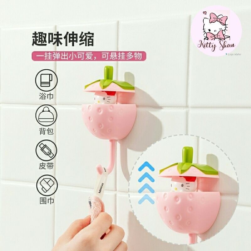 1pc Miniso Shanghai X SANRIO Hello Kitty Retractable Hook HK KT Pink