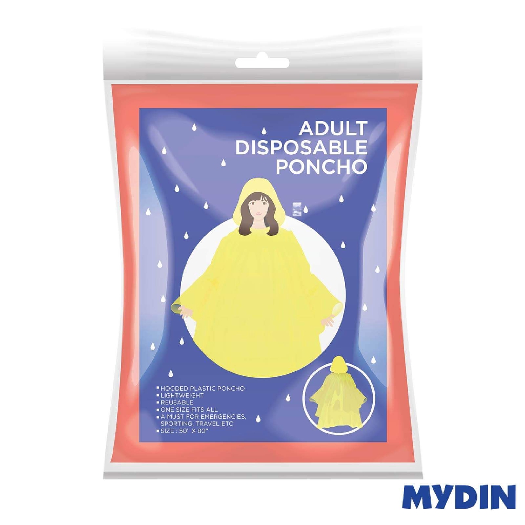 Adult Emergency Disposable Poncho Assorted Colour RYPXBP-1