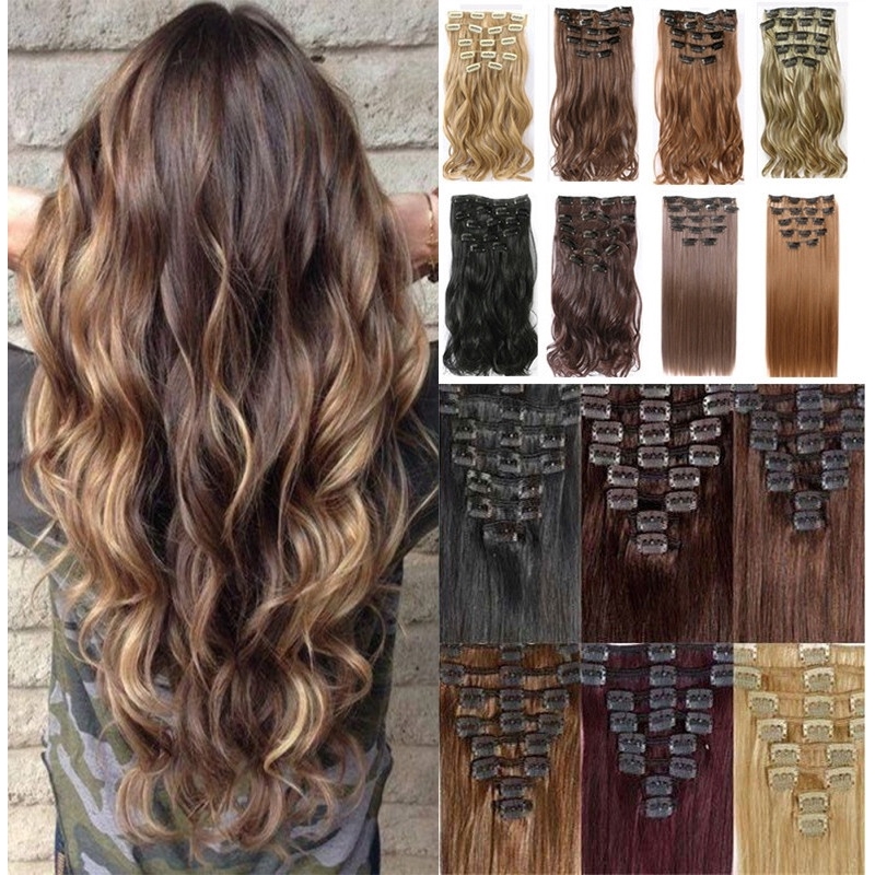 Real Thick Clip In Hair Extensions Long Full Head Hair Extention 24inch 16  Clips | Shopee Malaysia