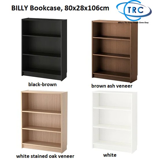 Billy Bookcase 80x28x106cm Ikea 100, Ikea Billy Bookcase White Stained Oak Veneer