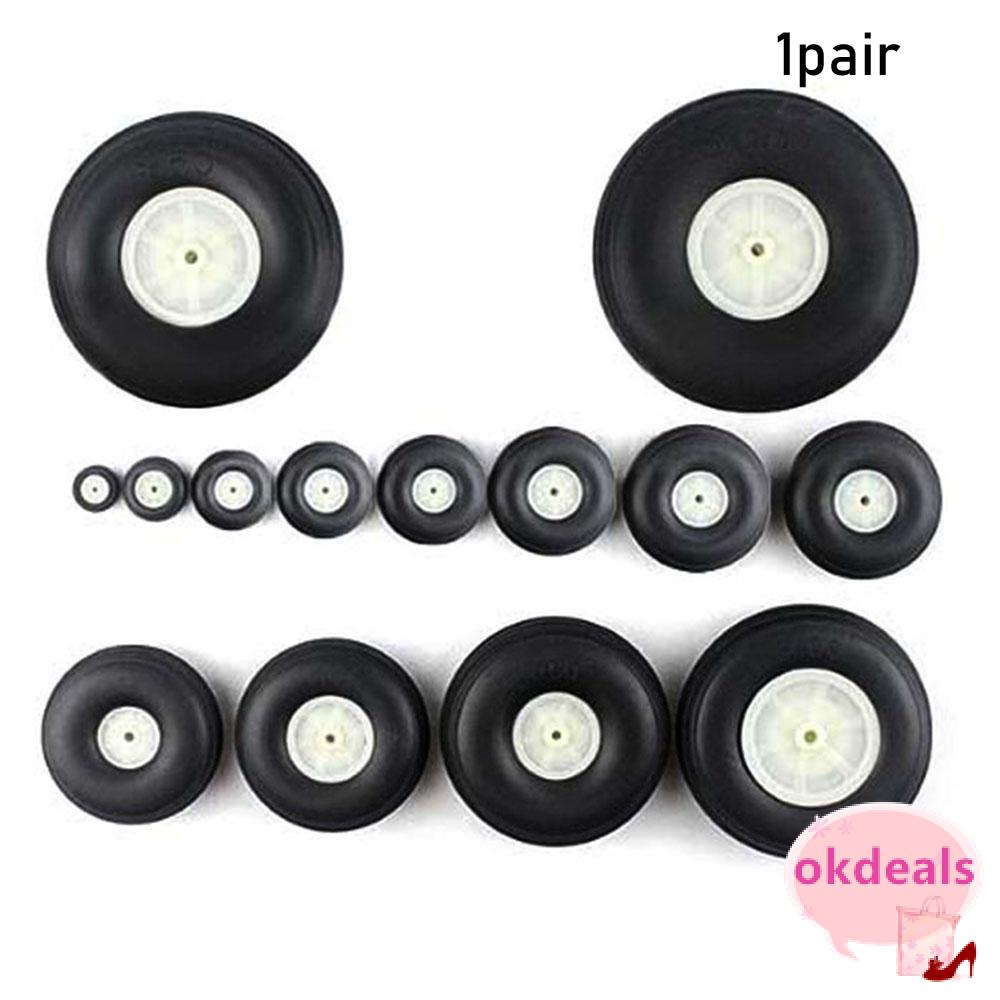 OKDEALS 1pair Hot Sale Tail Wheel Black Plastic Hub RC Airplane Replacement Accessories 1" - 3"Inch Rubber PU Wholesale Plane Toy Parts