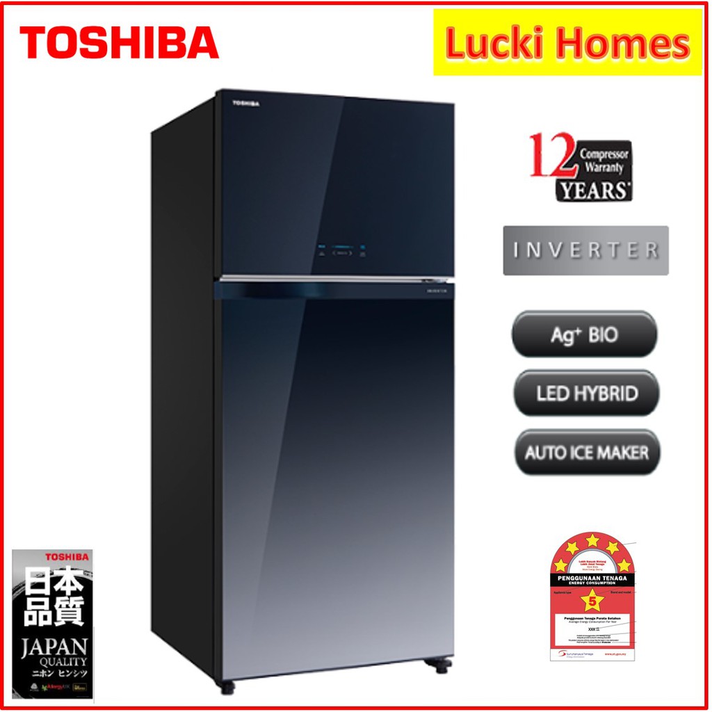 Toshiba Fridge Gr Ag58ma Gg Glass Door Inverter 5 Star Ee Rating Refrigerator Peti Sejuk Shopee Malaysia