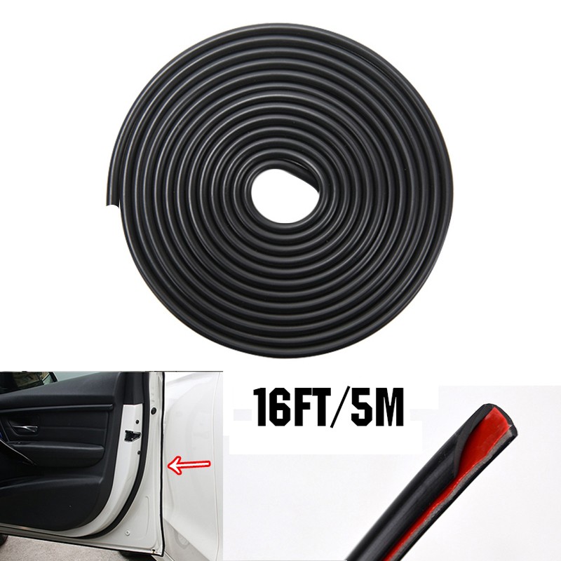 White TOMALL Car Door Guards U Shape Rubber Seal Protector 5M 16ft Flexible Anti-Collision No-Sticker Protected Lining Moulding Strips 