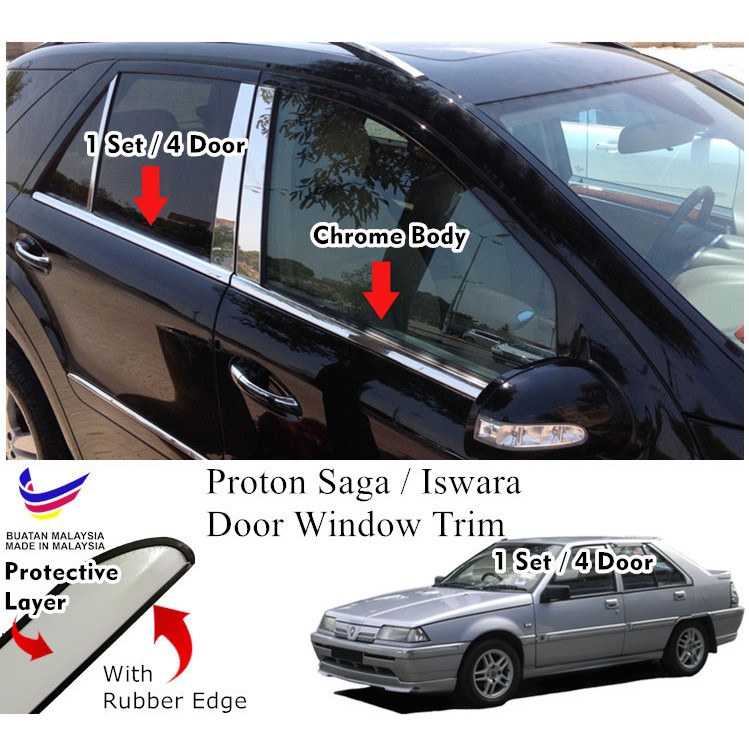 [WITH Rubber Edge] Proton Saga Old / Iswara Door Window Trim Panel