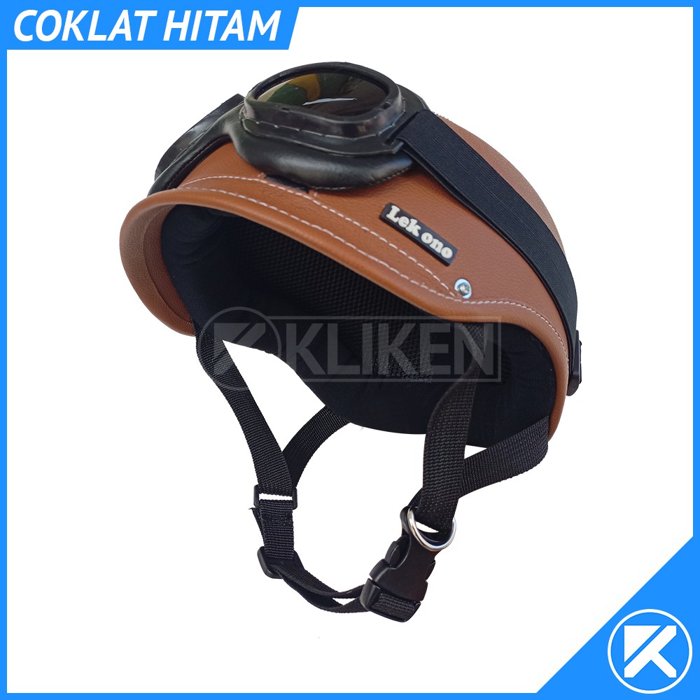 Retro "LEK ONO" Adult Synthetic Leather Bicycle Helmet With Glasses