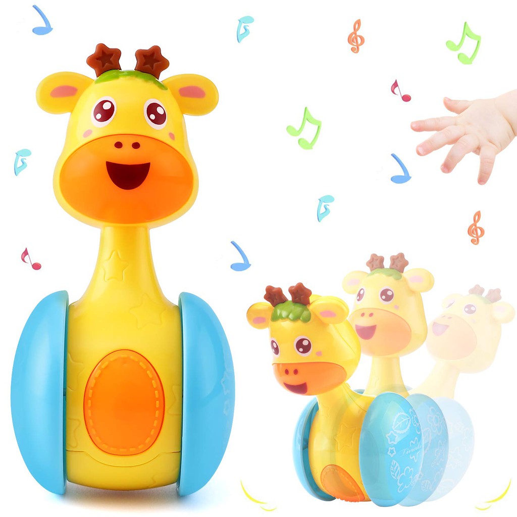 Cute Cartoon Giraffe Tumbler Doll Ring Bell Rattles Roly-poly Baby Toys |  Shopee Malaysia