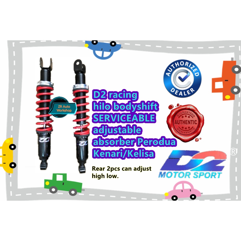 D2 hilo bodyshift adjustable absorber Kancil Kelisa Kenari Axia Bezza