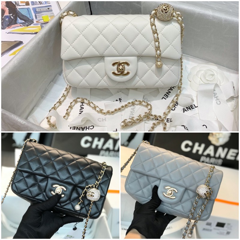 chanel gold ball bag