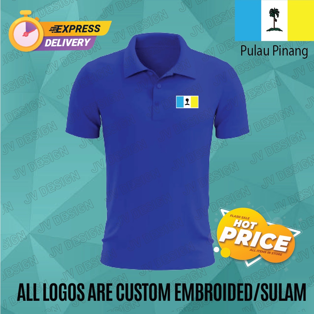 🔥PROMOSI HEBAT🔥 [SULAM] PULAU PINANG FLAG LOGO POLO EMBROIDERY BAJU LELAKI PEREMPUAN POLO TEE!! 100% COTTON SPED2