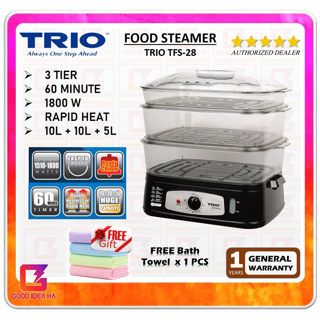 【RM 269】*FREE BATH TOWEL* TRIO EXTRA LARGE 25L FOOD STEAMER (TFS28