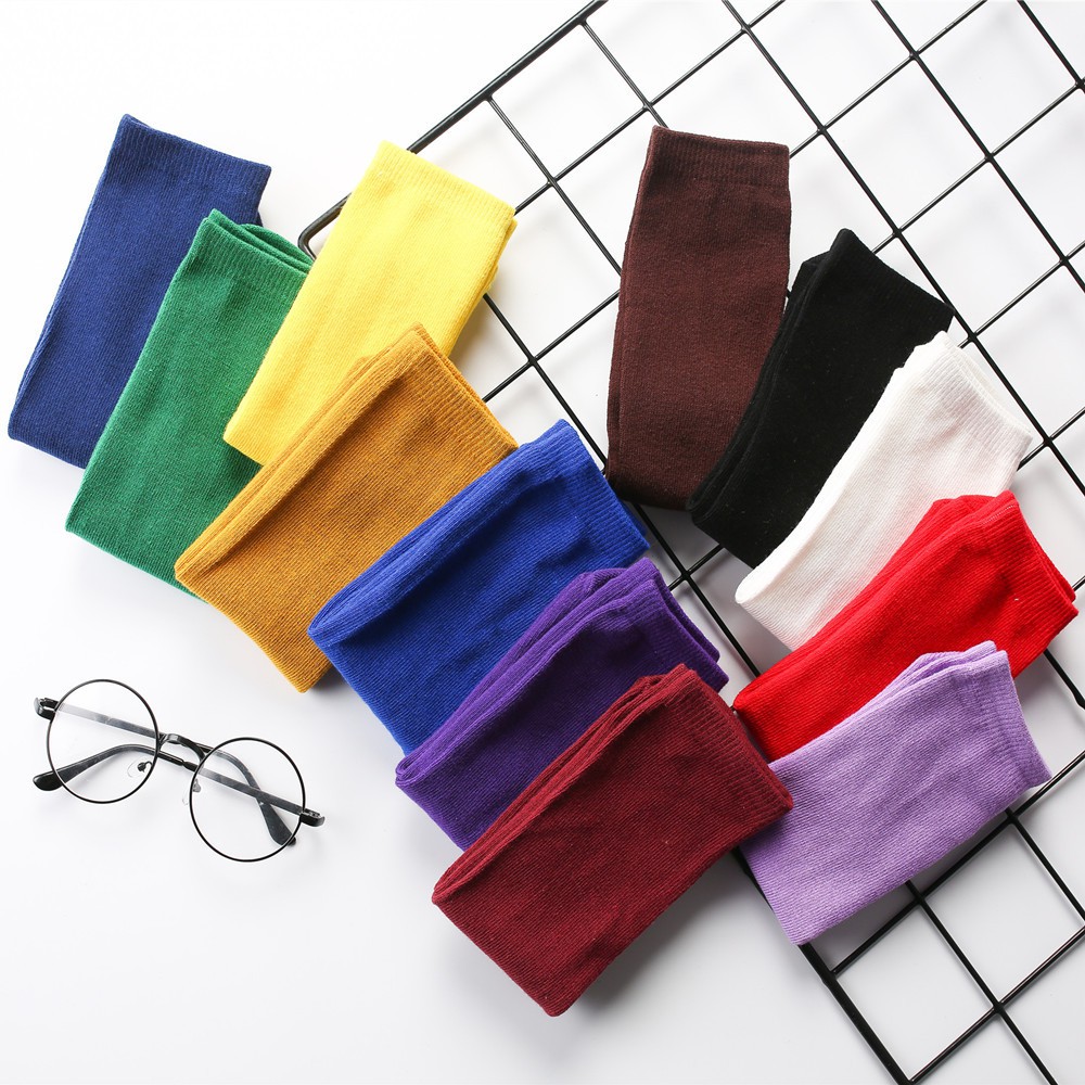 Korea Style Harajuku Candy Cotton Socks Women Cute Short Ankle Socks Yellow Blue Purple Green Red Black Socks For Girls