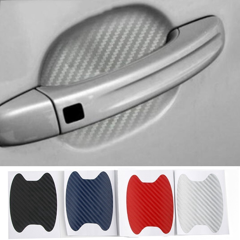 4pcs Car Door Handle Carbon Fiber Protector Scratch Guard Cover