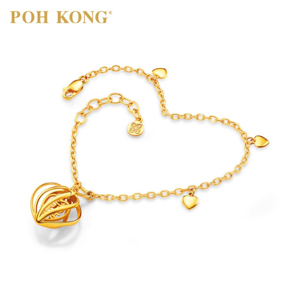 Poh Kong Happy Love 916 22k Yellow Gold Endless Happiness Bracelet Shopee Malaysia