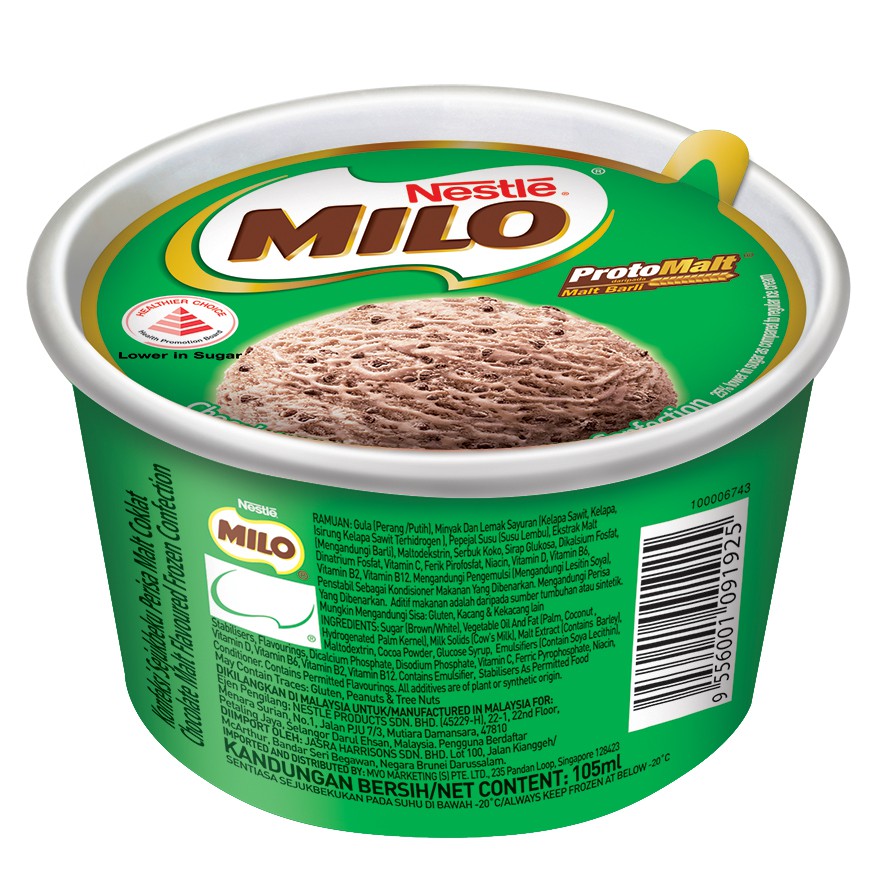 Nestle MILO Ice Cream Cups ( 4 Cups, 105ml Each )  Shopee 