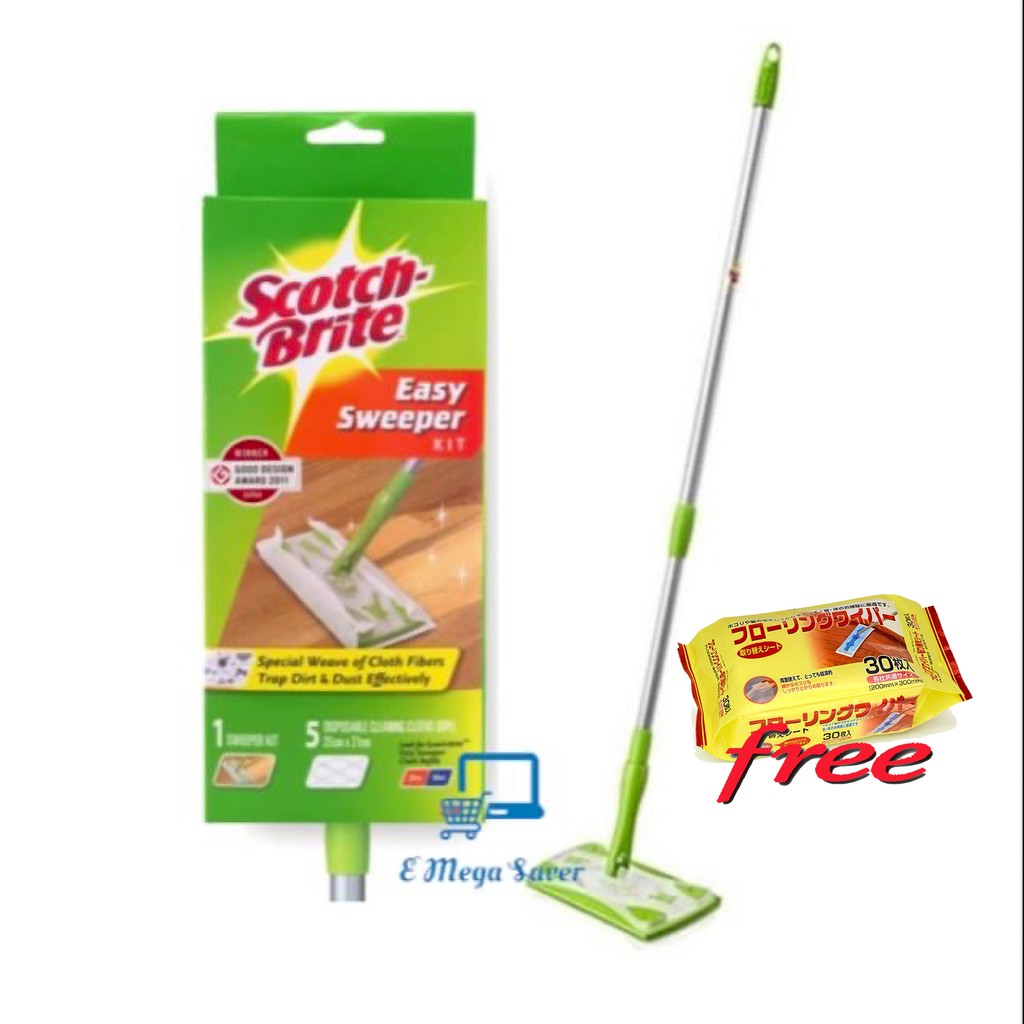 3M ScotchBrite Easy Sweeper Flat Mop FOC Dry Sheets 30s Shopee Malaysia