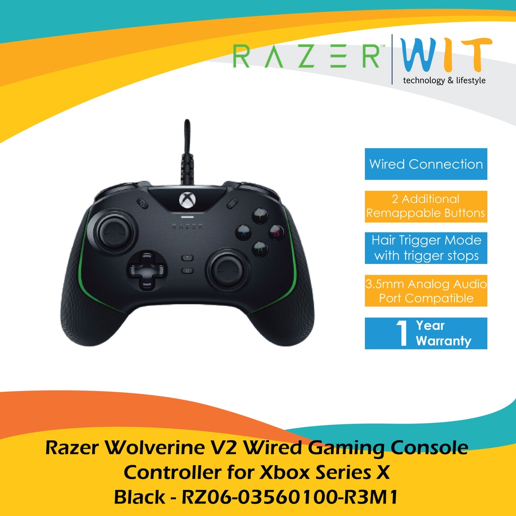 Razer Wolverine V2 Wired Gaming Console Controller for Xbox Series X - Black/White