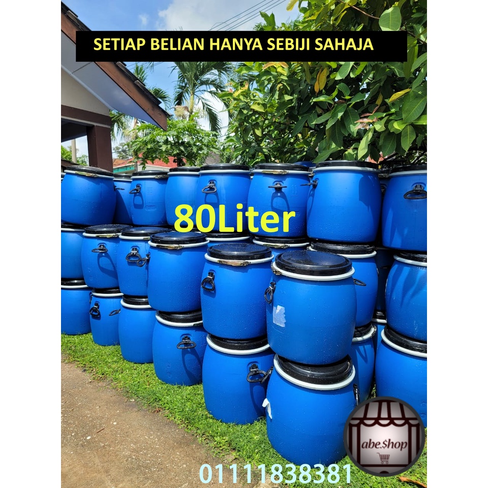 Tong Drum Biru Open Top 80 Liter Shopee Malaysia 9662