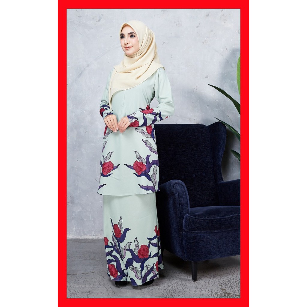 baju kurung moden mint green