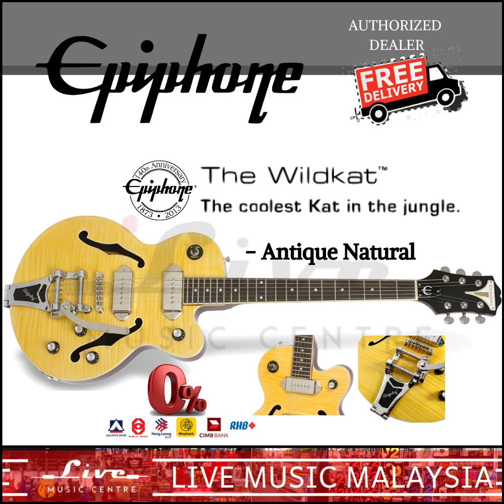 Epiphone Wildcat Electric Guitar
 - Epiphone Wildkat Hollowbody Electric Guitar Rosewood Neck Antique Natural Shopee Malaysia