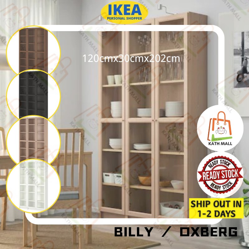 Ikea Billy Oxberg Bookcase With Glass, Bookshelves With Glass Doors Ikea