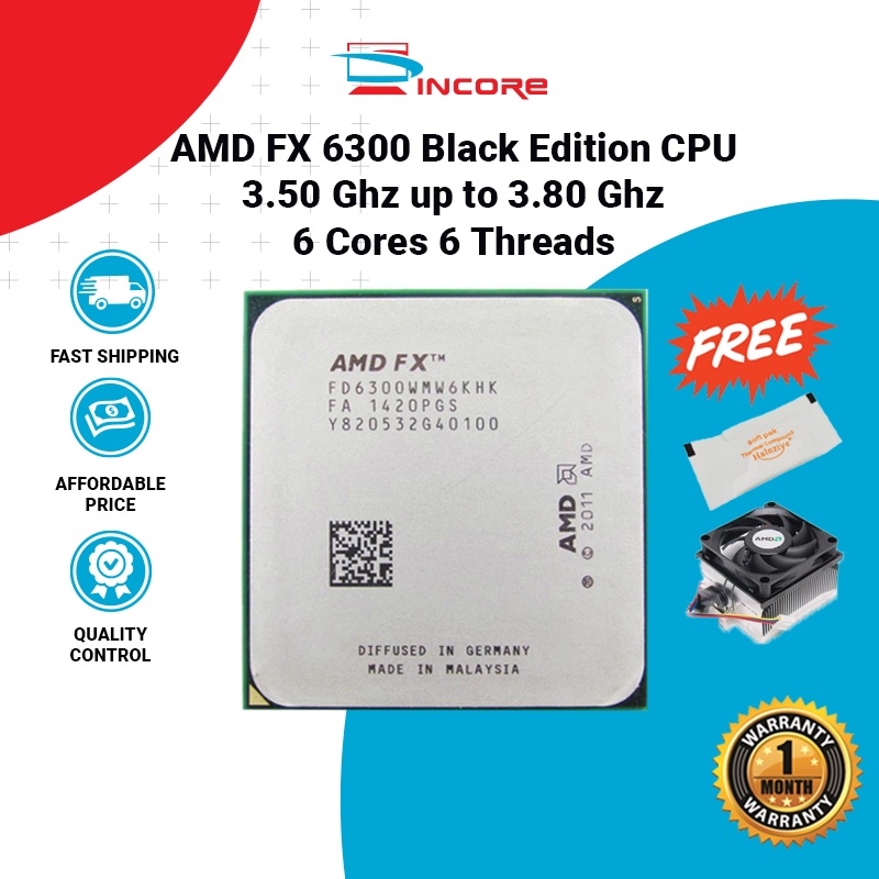 Amd Fx 6300 Black Edition 3 50 Ghz Up To 3 80 Ghz 6 Cores 6 Thread Socket Am3 Cpu Processor Fx6300 Fx 6300 Shopee Malaysia